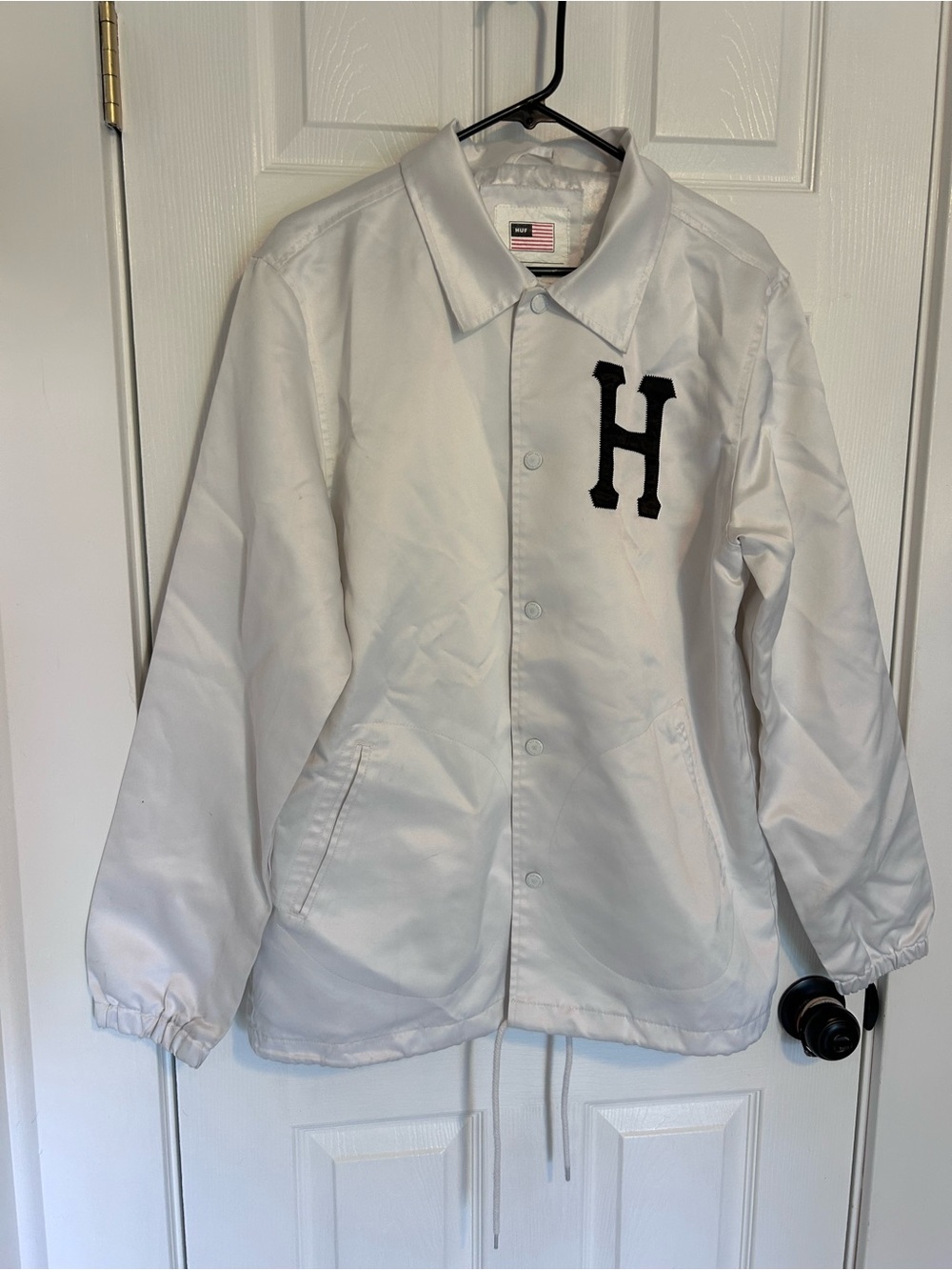 HUF White Satin Coach Jacket